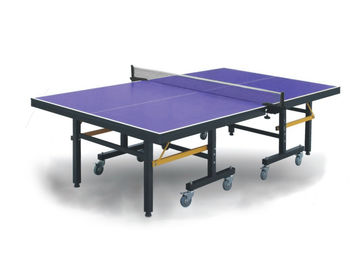 Single Folding Competition Ping Pong Tables , Blue Top Easy Install with Moveable Wheel Table